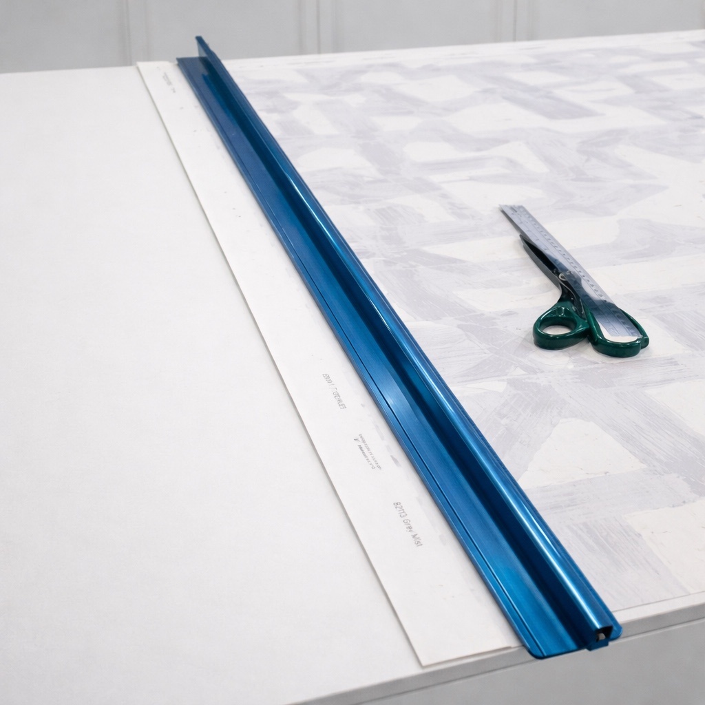 Detailed seam work on untrimmed wallpaper installation